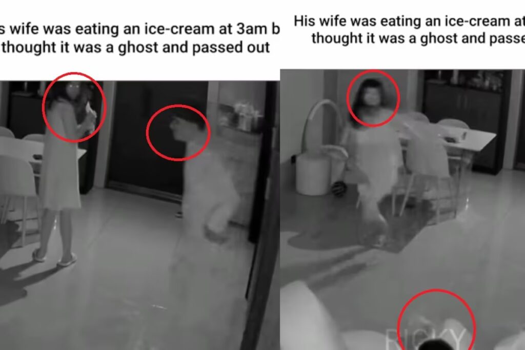 VIDEO: ¡Creyó ver un fantasma y cayó desmayado; solo era su esposa!