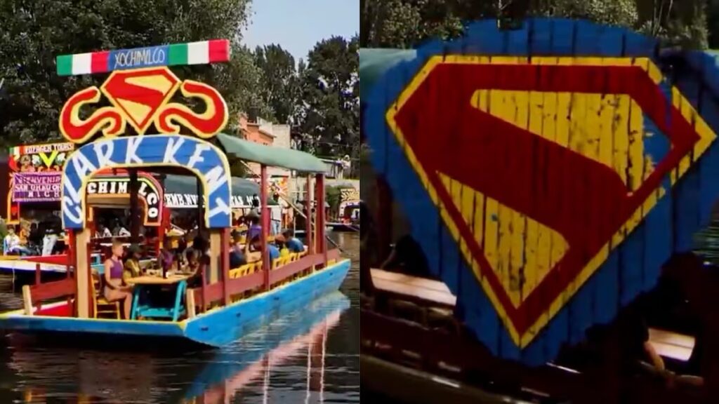 La trajinera de Superman en Xochimilco, así se promociona la nueva película de James Gunn