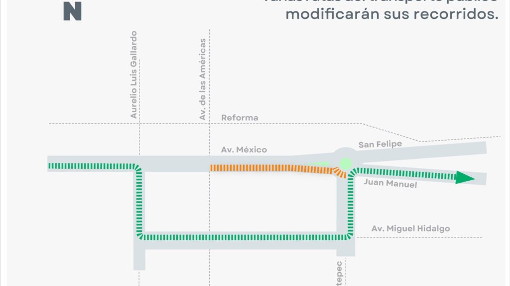 SETRAN anuncia desvíos temporales de rutas por obras en Av. México