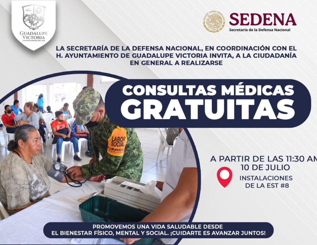 Realiza SEDENA jornada de consultas médicas gratuitas en Guadalupe Victoria