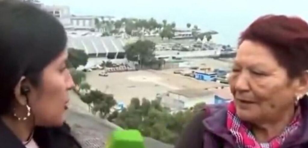 VIDEO: Abuela en Perú lleva a su nieto para que vea el tsunami