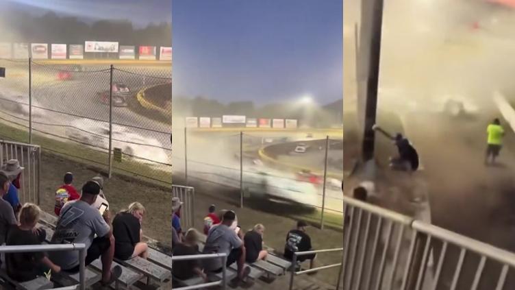 VIDEO: Carrera termina en caos: auto se estrella contra las gradas y deja tres heridos graves