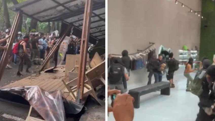 Marcha contra gentrificación en CDMX: destruyen pérgolas y rompen vidrios de restaurantes