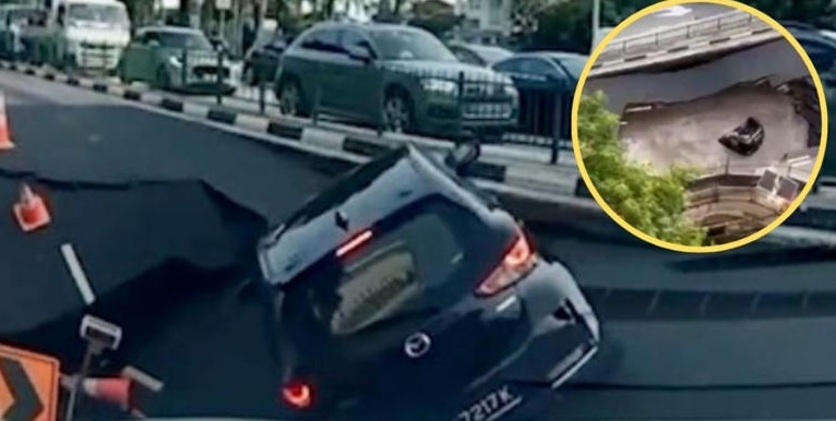 VIDEO: Tierra se abre y se traga un auto con conductora adentro