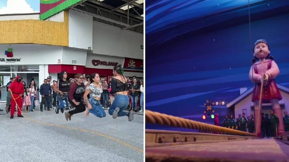 Influencer hace reto de “El Juego del Calamar” con señoras brincando la cuerda