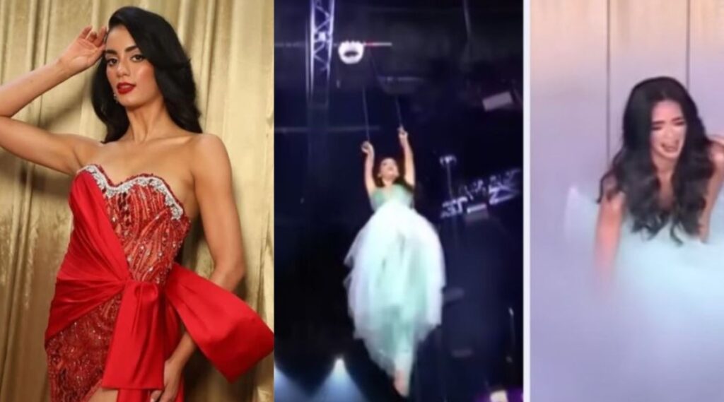 Miss Universe cae al vacío EN VIVO tras falla en su arnés