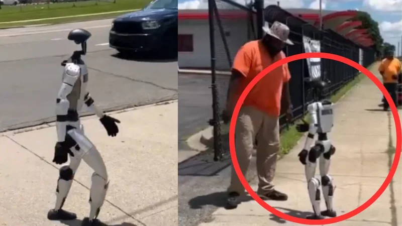 Robot humanoide sorprende caminando tranquilamente por las calles de Detroit
