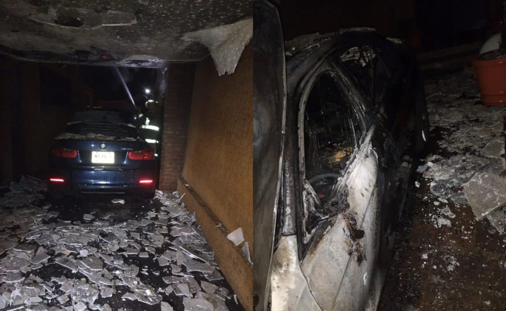 Así quedó BMW incendiado esta madrugada en Parral