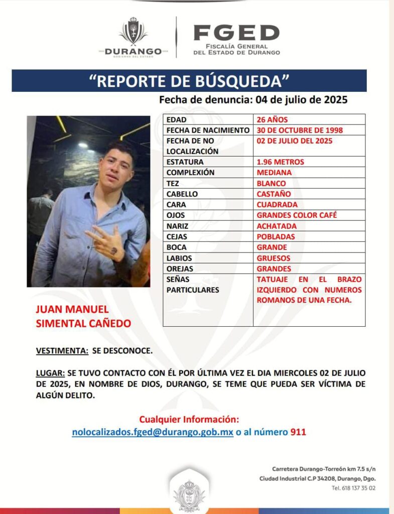Familia pide ayuda para localizar a Juan Manuel