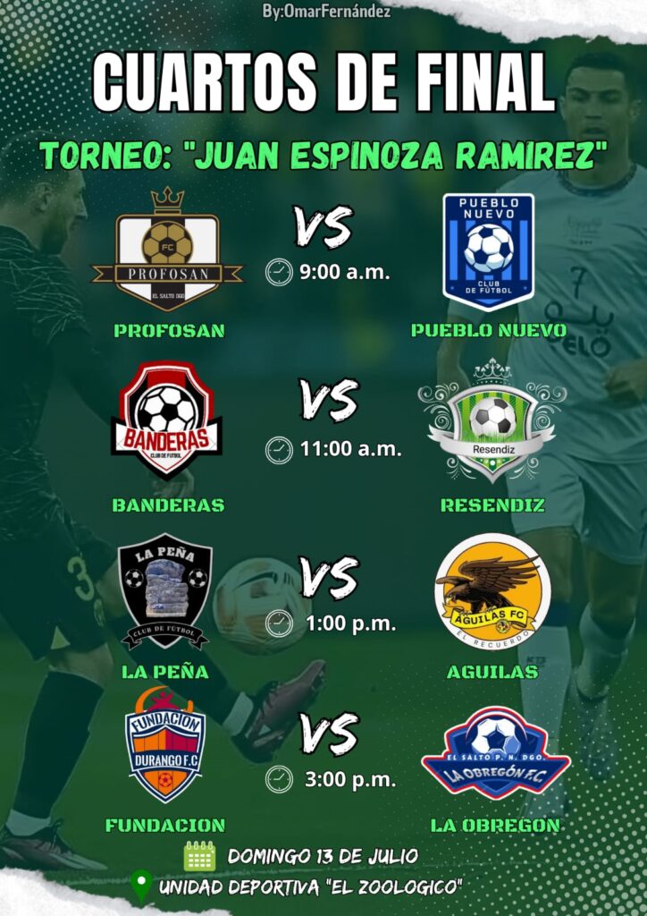 El fútbol se enciende en El Salto: ¡Vienen los cuartos de final del Torneo Juan Espinosa!