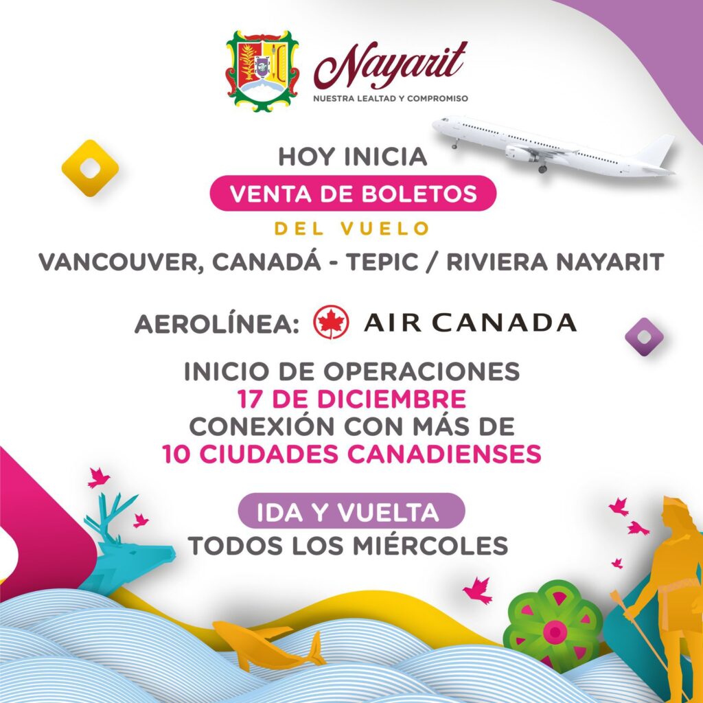 Nueva ruta Vancouver, Canadá – Tepic/Riviera Nayarit con Air Canada