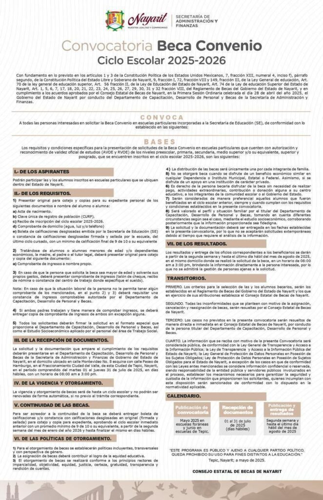 Convocatoria para becas convenio
