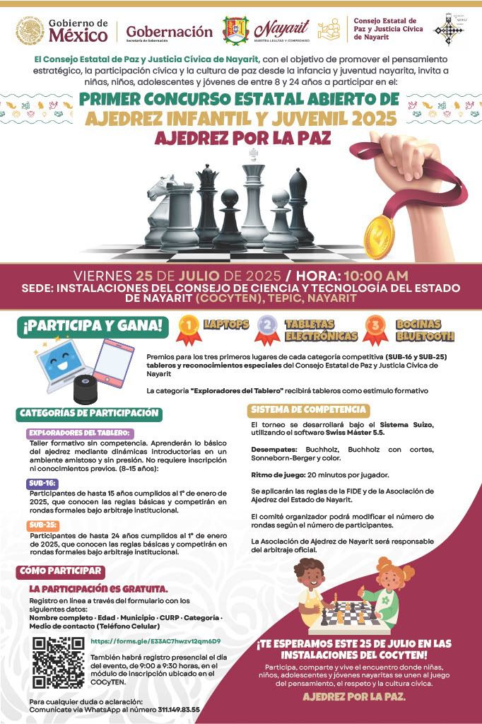 Primer concurso estatal de ajedrez. Torneo «Ajedrez por la Paz»