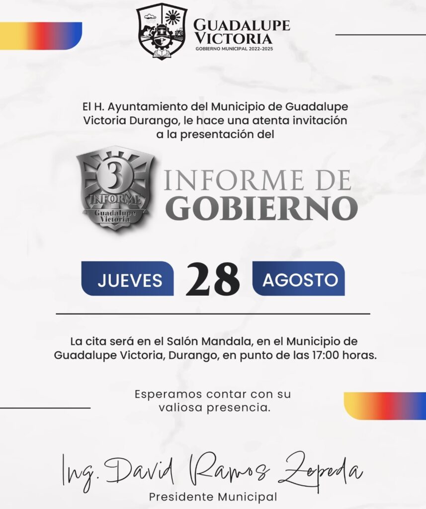 “David Ramos Zepeda presentará logros y avances en el Tercer Informe de Gobierno de Guadalupe Victoria”