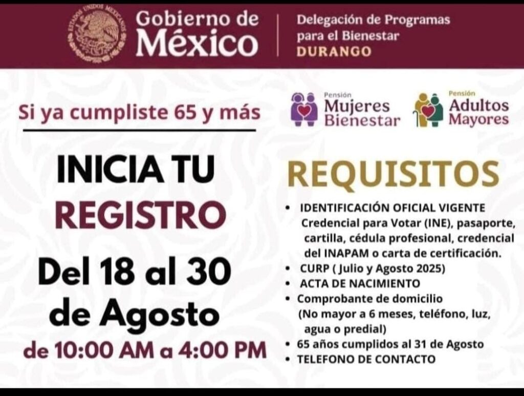 Inicia registro para pensión de adultos mayores en la región 03