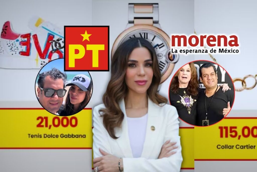 Diana Karina Barreras y Sergio Gutiérrez Luna son exhibidos por usar ropa y accesorios de más de 4 mdp
