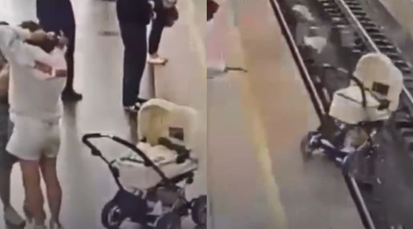Bebé se salva de ser arrollado por un tren