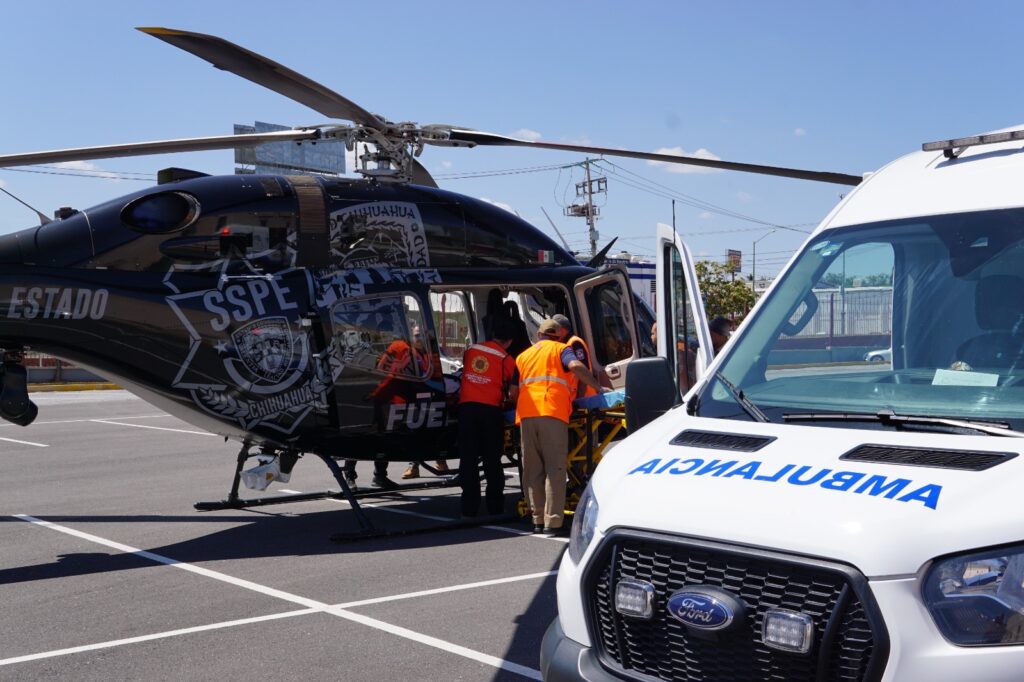 Efectúa SSPE traslado aeromédico de dos policías lesionados en Guadalupe y Calvo