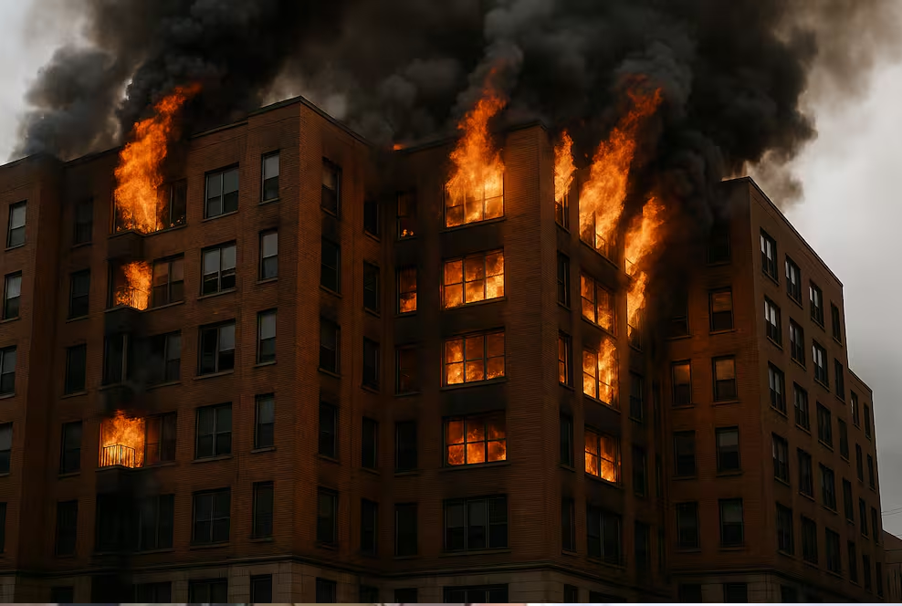 Madre cae al vacío y sus dos hijos mueren calcinados durante un incendio de apartamentos