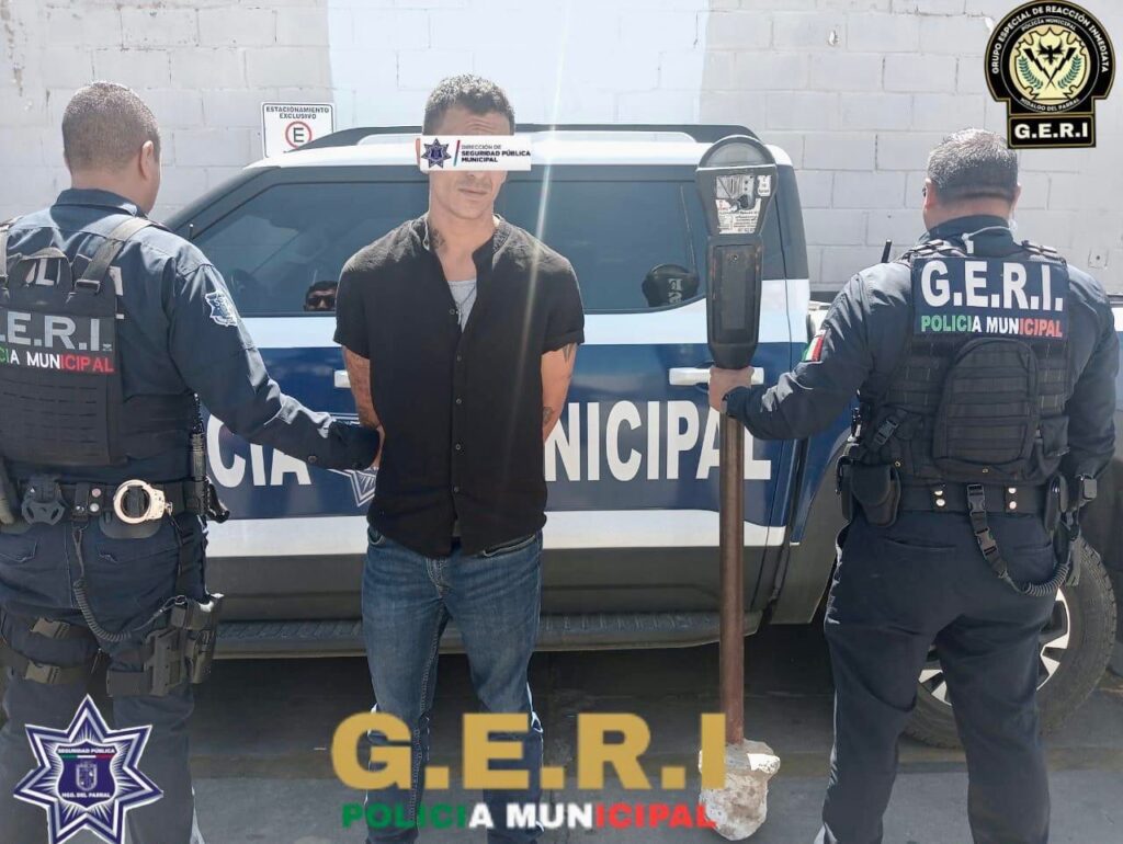 GERI detiene a sujeto por probable robo de parquímetro en la zona Centro