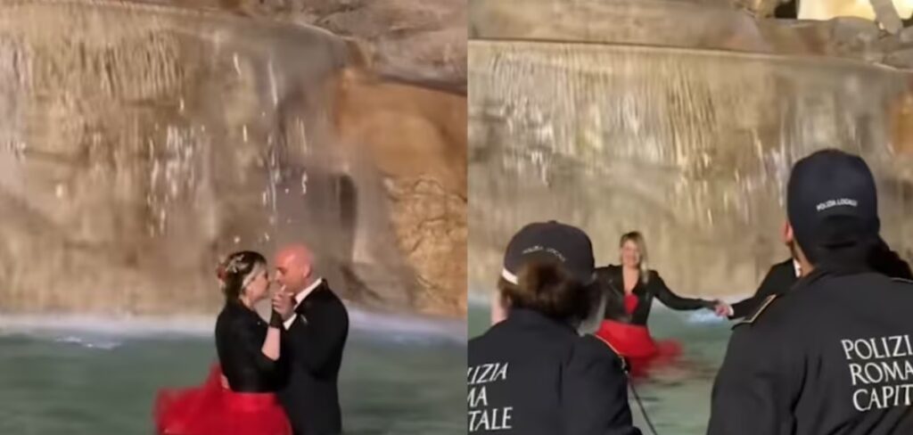 VIDEO: Baile nupcial en la Fontana di Trevi termina en multa: ¿romántico o imprudente?