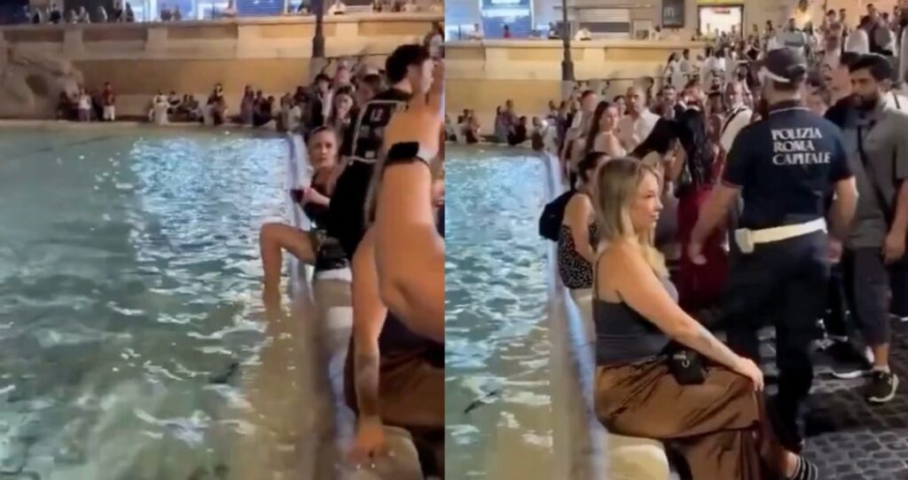 VIDEO: Turista es multada en Roma por meter los pies en la Fontana di Trevi