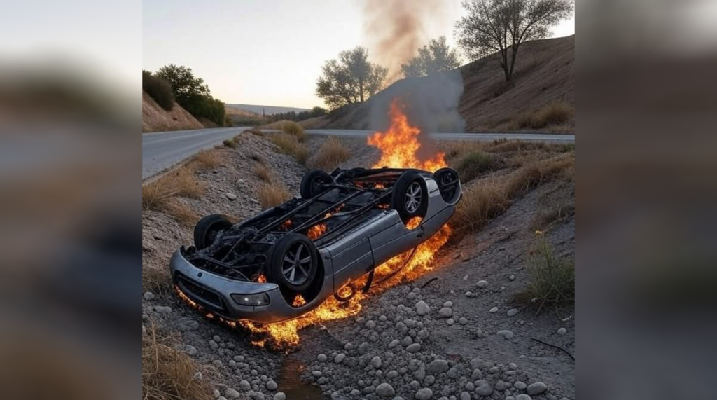 Así quedó el vehículo destrozado en accidente sobre la carretera Nonoava-Guachochi