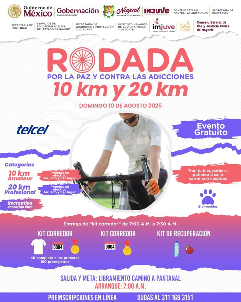 Convoca Gobierno estatal a rodada por la paz y contra las adicciones