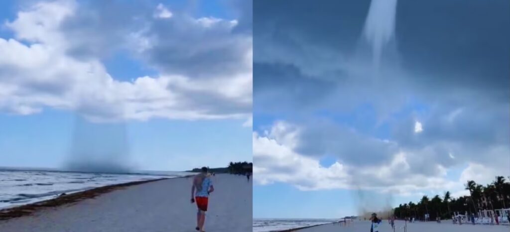 VIDEO: Tromba marina deslumbra a Playa del Carmen: el Caribe muestra su poder