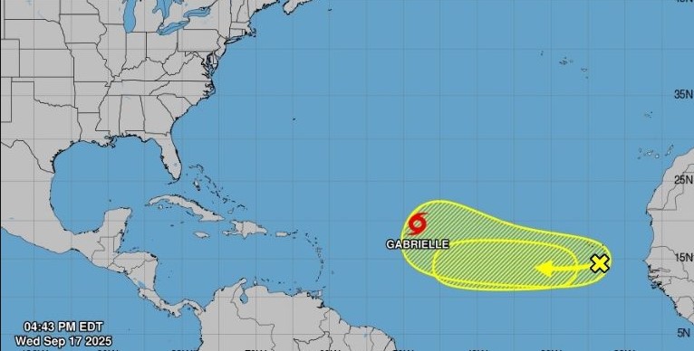 La tormenta tropical Gabrielle se intensifica en el Atlántico