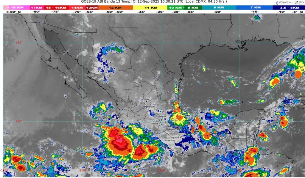 Depresión Tropical Trece-E provoca lluvias fuertes; hay alertas también para Jalisco