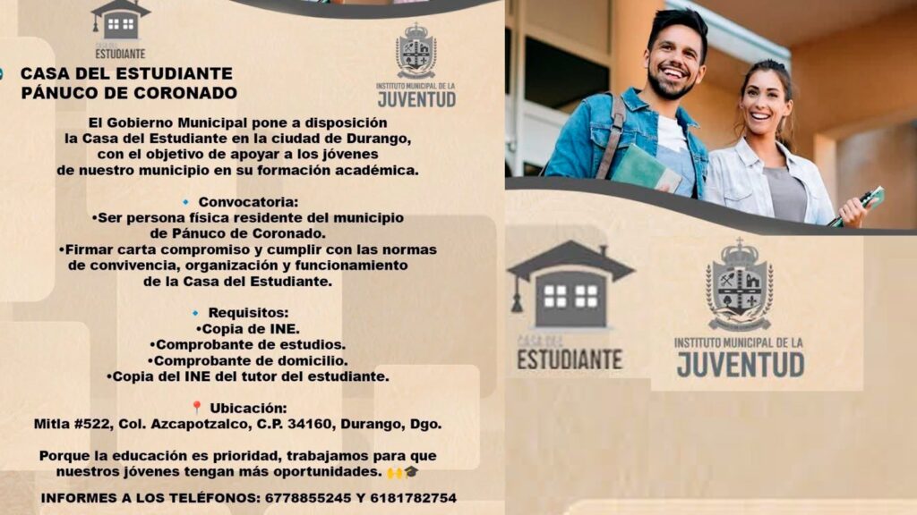 Casa del Estudiante de Pánuco de Coronado abre sus puertas en Durango