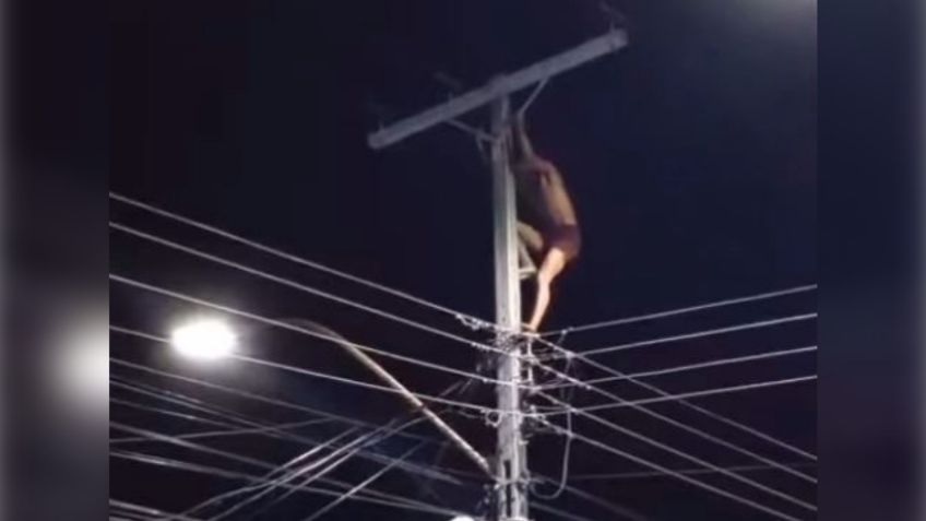 VIDEO: Hombre electrocutado tras escalar poste de luz