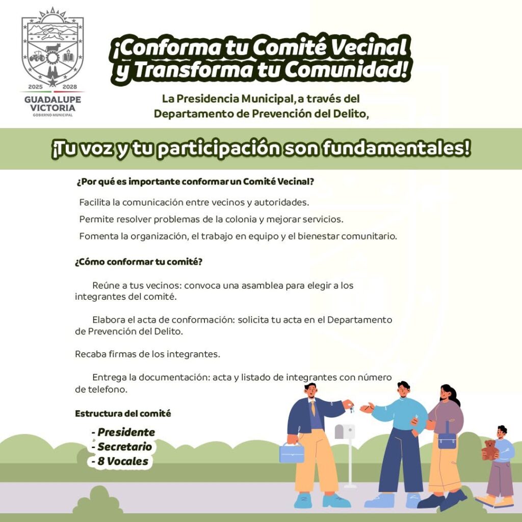 Convocan a la conformación de Comités Vecinales en Guadalupe Victoria