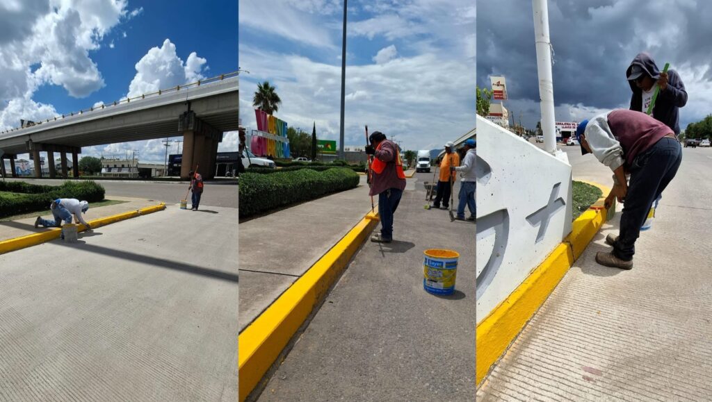 Realizan trabajos de mejoramiento urbano en vialidad principal