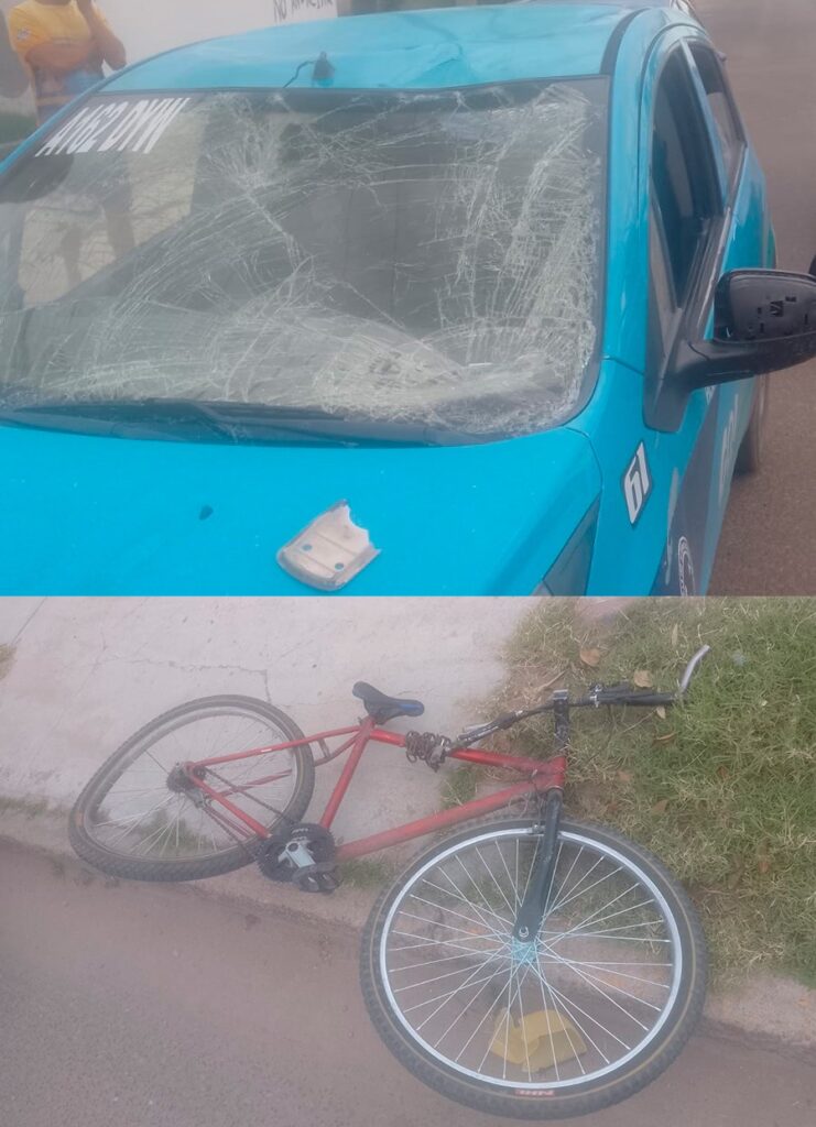 Taxi choca contra ciclista y lo deja lesionado
