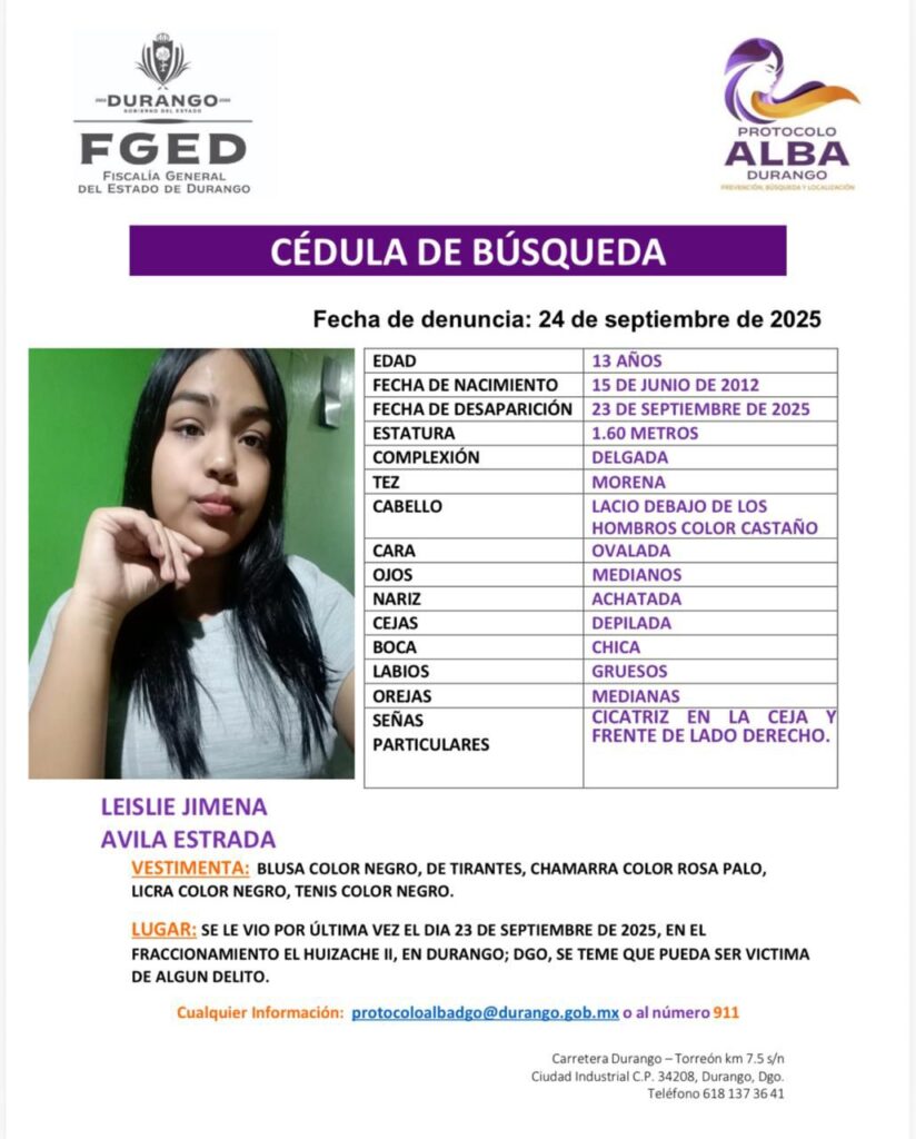 Mamá denuncia que su hija salió de la casa y no regresó