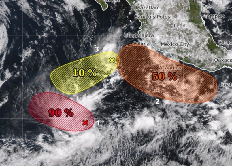 ¡Alerta! Conagua vigila 3 posibles ciclones en el Pacífico