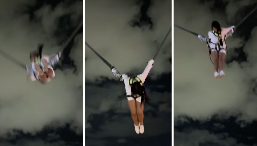 Mujer se desmaya en el bungee trampolín y causa terror a su familia