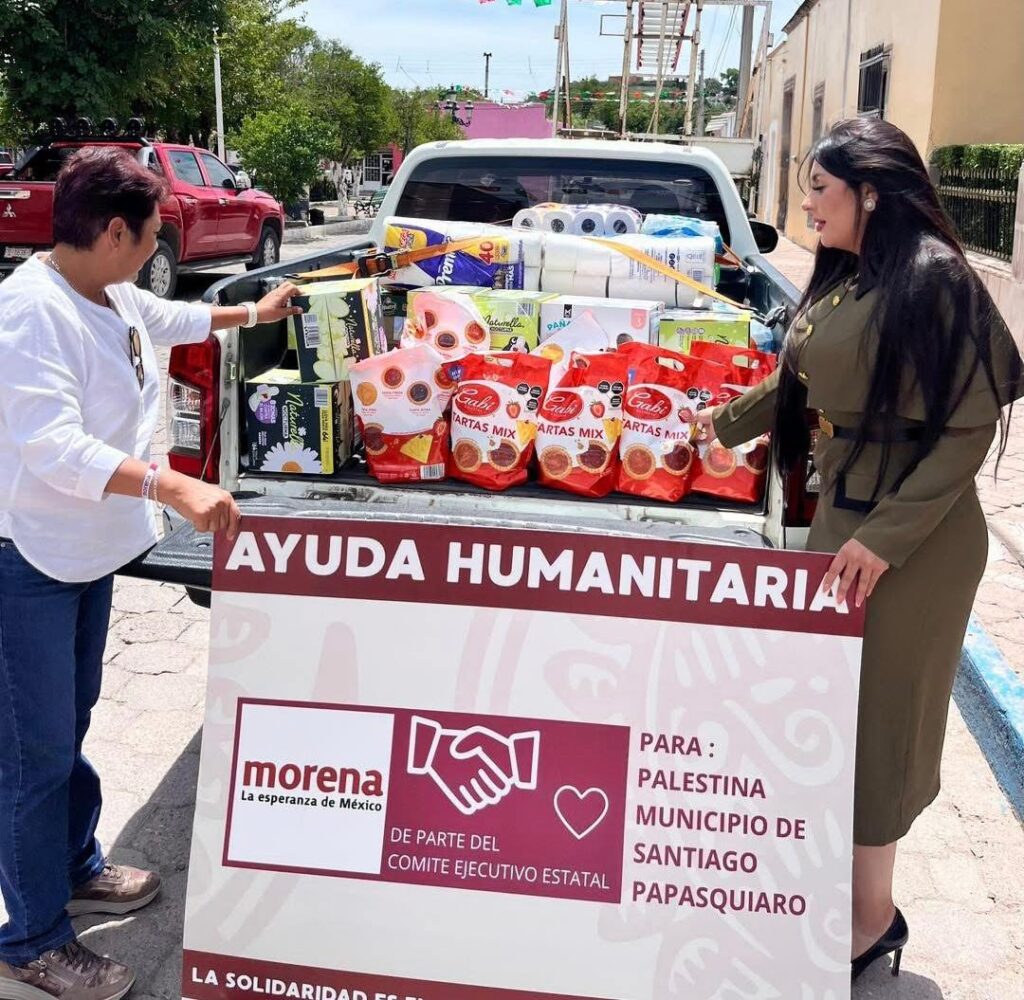 Morena lleva ayuda a afectados por inundaciones en Santiago Papasquiaro