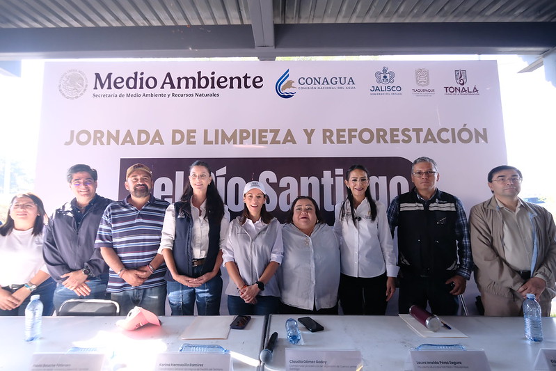 Realizan Estado y Federación jornada de limpieza y reforestación para recuperar el Río Santiago