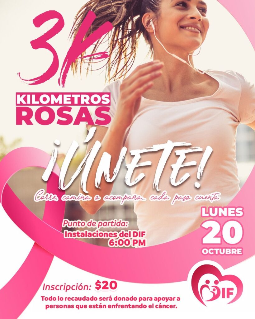 DIF Municipal invita a participar en la Carrera “Kilómetros Rosas 3K”