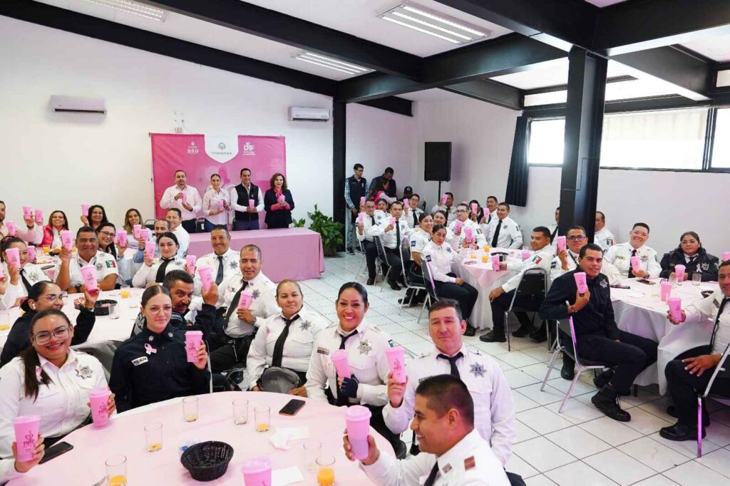 Marisol Rosso y Toño Ochoa generan conciencia sobre cáncer de mama; realizan primer Café Rosa con policías municipales