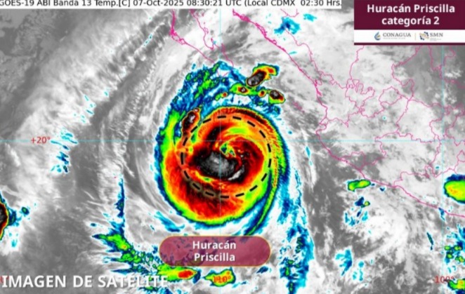 Huracán ‘Priscilla’ se fortalece a categoría 2 y pone en alerta máxima a 6 estados