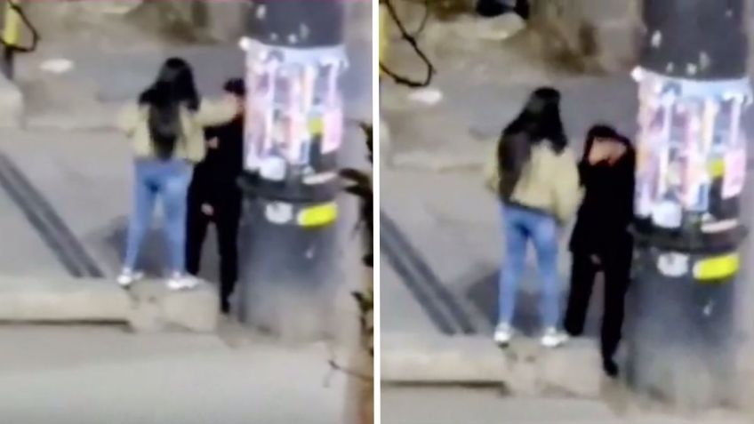 Video en Pachuca muestra a una mujer golpeando a su novio en la calle