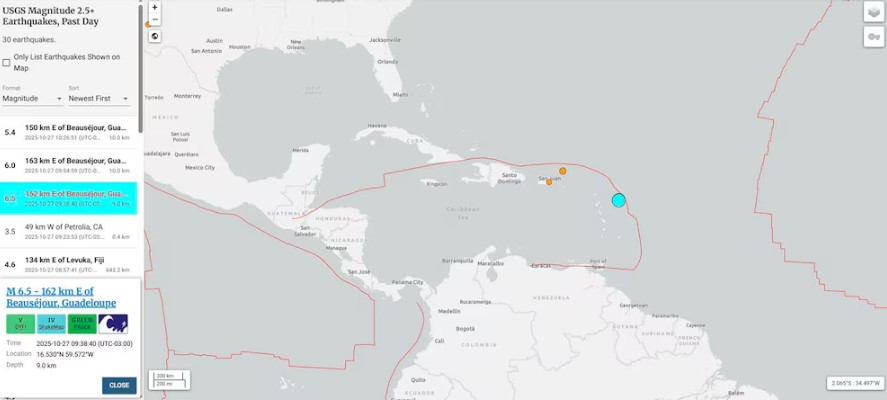 Terremoto de magnitud 6,5 sacude Guadalupe, paraíso francés en el Caribe