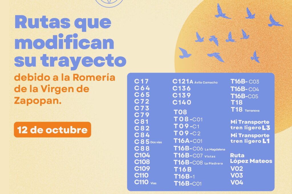 Informa SETRAN ajustes temporales en rutas de transporte público por la Romería 2025