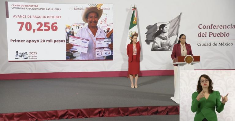 Más de 70 mil familias damnificadas por lluvias reciben apoyo de 20 mil pesos: Bienestar