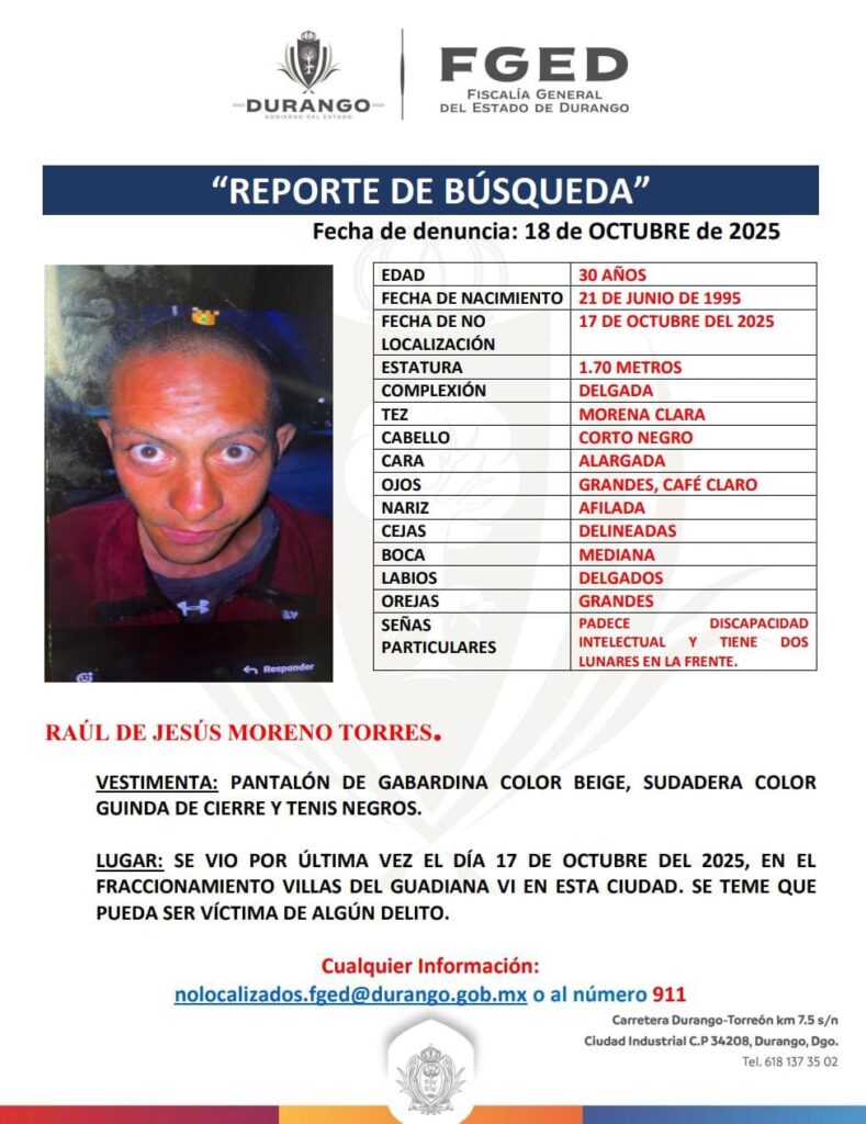 Raúl de Jesús salió de su casa el viernes y no ha regresado