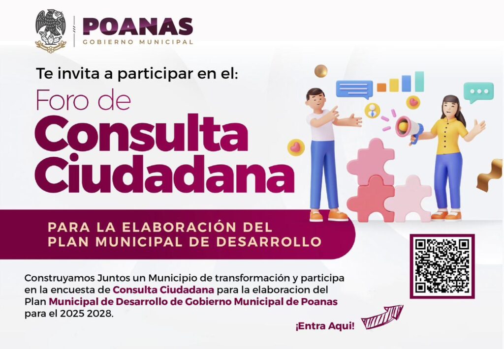 Invita a participar en consulta para la elaboración del Plan Municipal de Poanas